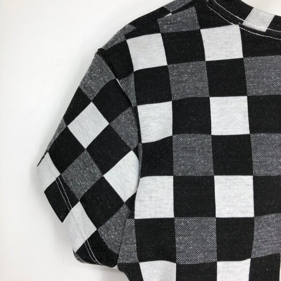 BP by Nordstrom Black White & Grey Gingham Checker Cutout Crop Top Shortsleeve S - Picture 10 of 16